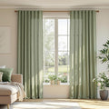 MYSKY HOME French Door Curtains for Closet Doorways, 72 Inches Long Sage Green Semi Sheer Drapes Light Filtering Curtain Panels Elegant Look for Classroom/Guestroom Windows, 50" x 72", 2 PCs