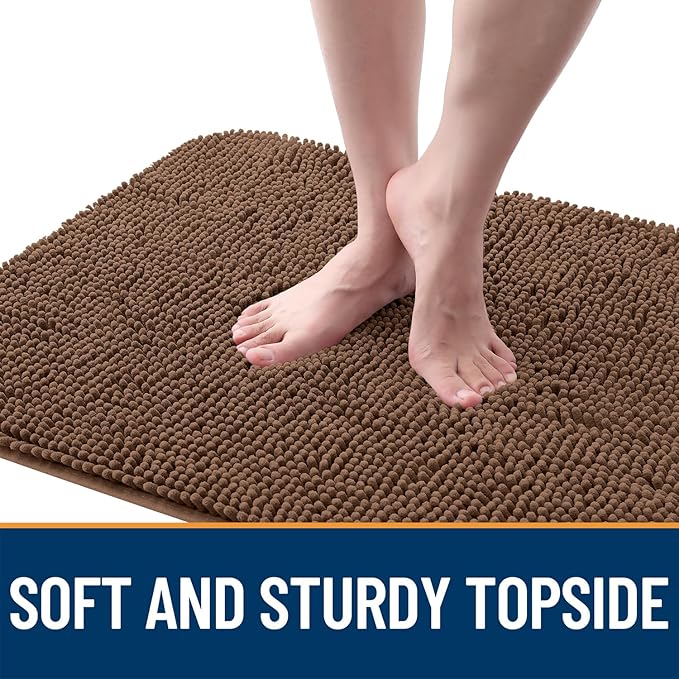 OLANLY Dog Door Mat for Muddy Paws 40x32, Absorbs Moisture and Dirt, Absorbent Non-Slip Washable Doormat, Quick Dry Chenille Mud Mat for Dogs, Entry Indoor Entryway Carpet for Inside Floor, Mocha