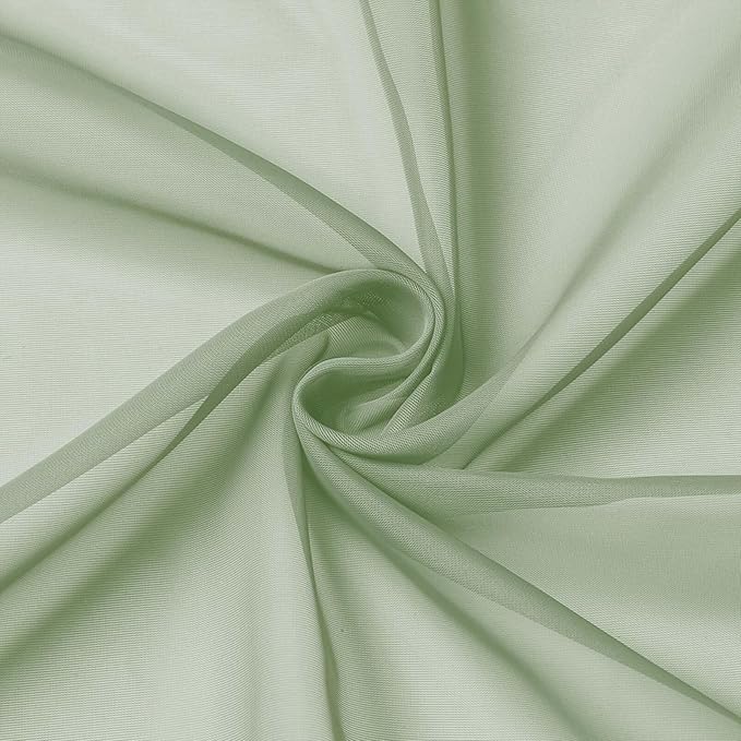 Sage Green Valances for Windows, Sheer Curtains 14 Inch Length 2 Pack Kitchen Curtain, Modern Solid Mini Small Window Curtains for Cafe Bathroom Basement, Sage Green, Each 42" Wx14 L Inches