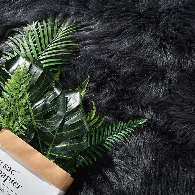 Latepis Dark Grey Rugs 6x8 Area Living Room Faux Sheepskin Fur Rug for Bedroom Washable Shag Fuzzy Furry Rug Home Décor, Rectangle