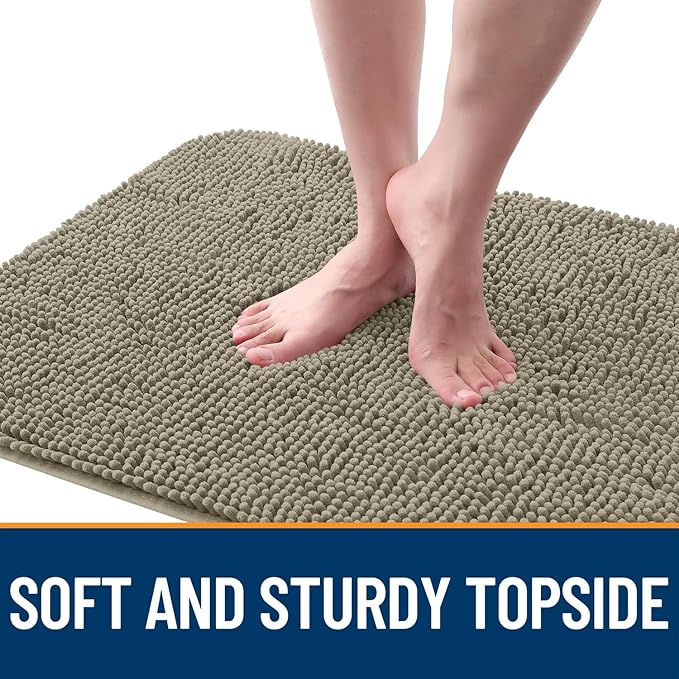 OLANLY Dog Door Mat for Muddy Paws 54x32, Absorbs Moisture and Dirt, Absorbent Non-Slip Washable Doormat, Quick Dry Chenille Mud Mat, Entry Indoor Entryway Carpet for Inside Floor, Warm Taupe