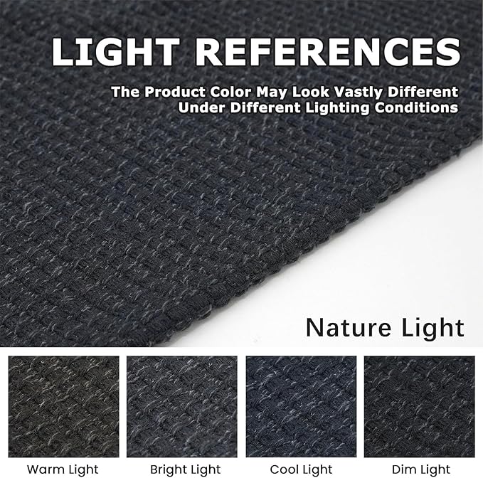 KOZYFLY Runners for Hallways 2x10 ft Washable Kitchen Runner Non Slip Rubber Backed Hallway Rugs Cotton Entryway Runner Rug Floor Carpet for Indoor Hall, Backdoor, Kitchen, Black/Dark Grey