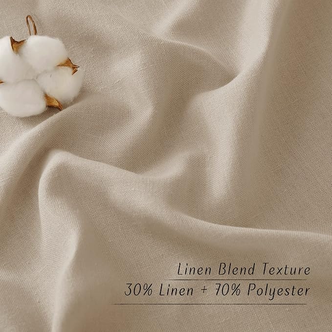 NICETOWN Linen Kitchen Window Curtains Over Sink, Grommet Privacy Added Thick Linen Curtains with Some Light Filtering Burlap Drapes for Home Office/Bedroom, Taupe, 2 Panels, W55 x L54