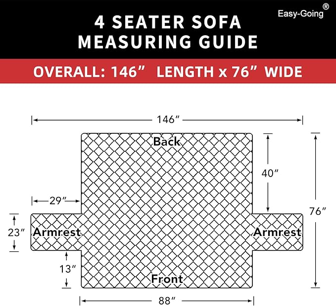 Easy-Going 4 Seater Sofa Slipcover Reversible Sofa Cover Water Resistant Couch Cover with Foam Sticks Elastic Straps Furniture Protector for Pets Children Dog Cat (XX-Large, White/White)