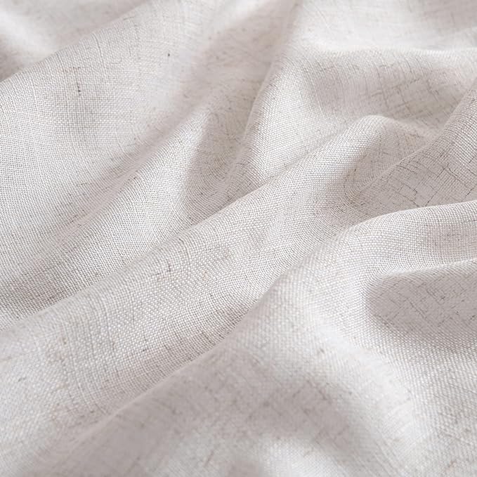 MIULEE White Linen Curtains 72 Inch Length for Bedroom Living Room, Soft Thick Linen Textured Window Drapes Semi Sheer Light Filtering Rod Pocket Back Tab Burlap Look Farmhouse Decor, 2 Panels