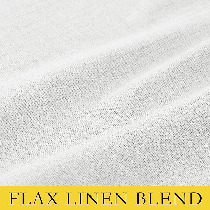 NICETOWN 100% Absolutely Blackout Linen Curtains with Thermal Insulated Liner, Greyish White, 52" Wide, 63" Length Energy Saving Curtains for Living Room 2 Panels Set, Vertical Blinds