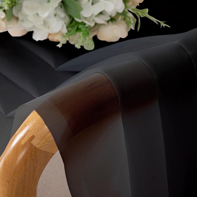 Simplebrand Black Sheer Curtains 84 Inches Long, Light Filtering Rod Pocket Solid Color Window Sheer Curtain Panels, Elegant Curtains & Drapes for Living Room, Bedroom 2 Panels (Black, 59" W x 84" L)