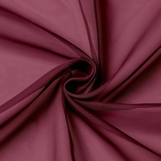 Extra Long Sheer Burgundy Curtains for Bedroom Living Room 108 Inches Long 2 Panels Set, Solid Soft Light Filtering Rod Pocket Sheer Window Curtains, Burgundy, Each 42" Wx108 L Inch