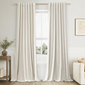 Guken Cream 100% Blackout Linen Curtains 126 Inch Length 2 Panels Set for Living Room Bedroom Back Tab Rod Pocket Thermal Insulated Black Out Drapes Room Darkening Window Curtains 52x126