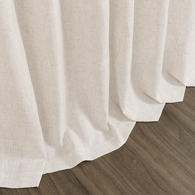 Nanspring Extra Wide Linen Curtains for Living Room 108 Inch Length for Room Divider Beige Rustic Farmhouse Drape Rod Pocket Back Tab Light Filtering Bedroom Window Curtain for Sliding Door 100x108