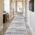 2x12 Washable Runner Rugs for Hallway: Long Abstract Runners for Entryway Dining Room Office - Stain and Water Resistant Rugs with Non-Slip Backing - Soft Low-Pile Carpet Beige Grey