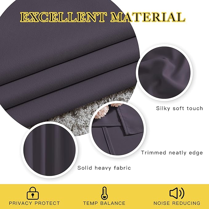 NICETOWN Greyish Purple Doorway Curtains 78 inches Long for Bedroom, Grommet Window Treatment Thermal Insulated Privacy Blackout Curtains & Drapes for Living Room, Set of 2, W52 x L78