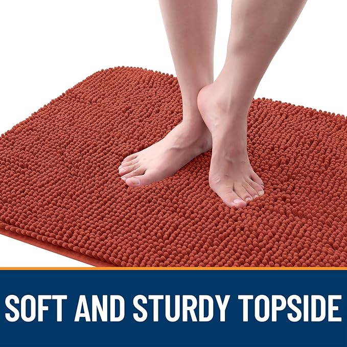 OLANLY Dog Door Mat for Muddy Paws 70x35, Absorbs Moisture and Dirt, Absorbent Non-Slip Washable Doormat, Quick Dry Chenille Mud Mat for Dogs, Entry Indoor Entryway Carpet for Inside Floor, Maple Red