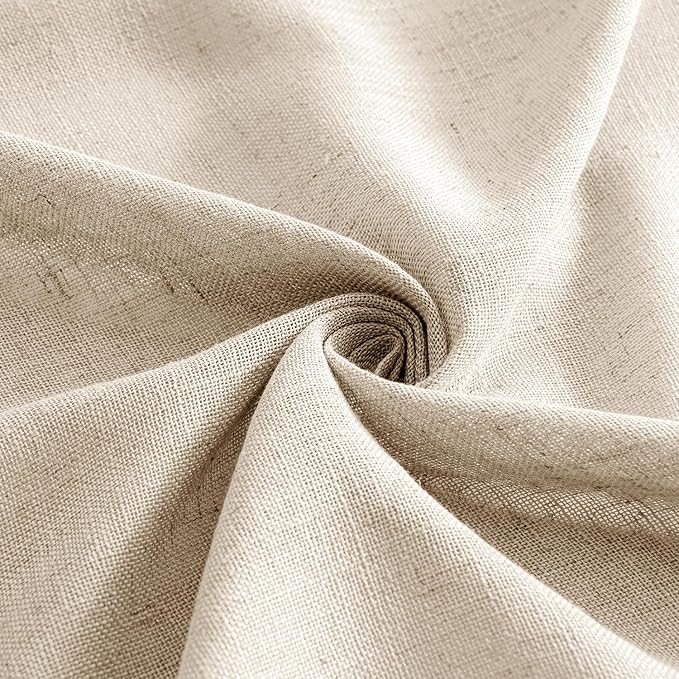 MIULEE Light Taupe Linen Curtains 96 Inches Long 2 Panels for Bedroom Living Room, Soft Linen Textured Window Drapes Semi Sheer Light Filtering Back Tab Rod Pocket Farmhouse Modern Burlap Look Decor