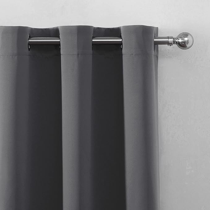 LEMOMO Frost Grey Blackout Curtains 34 x 63 Inch Length/Set of 2 Curtain Panels/Thermal Insulated Room Darkening Blackout Curtains for Bedroom