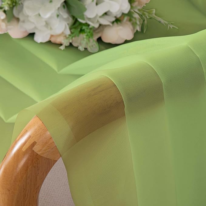 Chyhomenyc Sheer Curtains 36 inch Length 2 Panels Set, Light Filtering Voile Rod Pocket Short Window Curtians for Bathroom Living Room Farmhouse Small Windows, Each 42Wx36L in, 2PCS, Lime