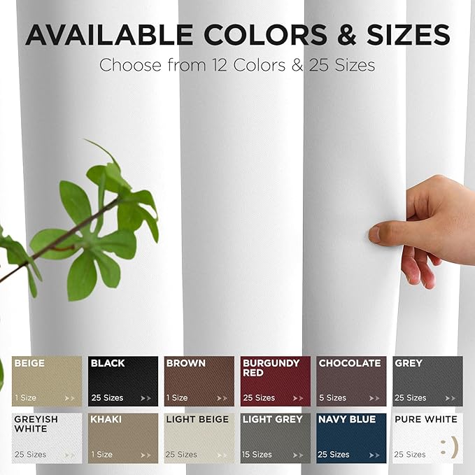 Joydeco Blackout Patio Sliding Door Curtains 108 Inches Long, Grommet Privacy Room Divider Curtains, Extra Wide Thermal Blackout Drapes for Bedroom Living Room (Pure White, 70Wx108L, 1 Panel)