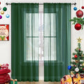 SpaceDresser Basic Rod Pocket Sheer Voile Window Curtain Panels White 1 Pair 2 Panels 60 Width 108 Inch Long for Kitchen Bedroom Children Living Room Yard(Foliage Green,60 W x 108 L)