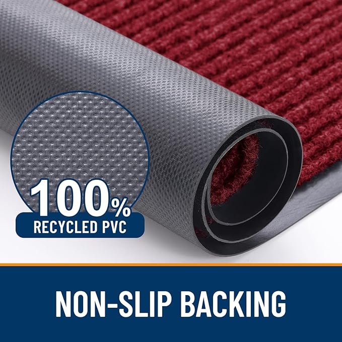 OLANLY Front Door Mat Indoor Outdoor Entrance, 2-Pack 47 x 32 Inch, Waterproof Heavy Duty Doormat, Fade Resistant, Low Profile, Easy Clean Patio Porch Welcome Floor Mats for Entry, Wine Red