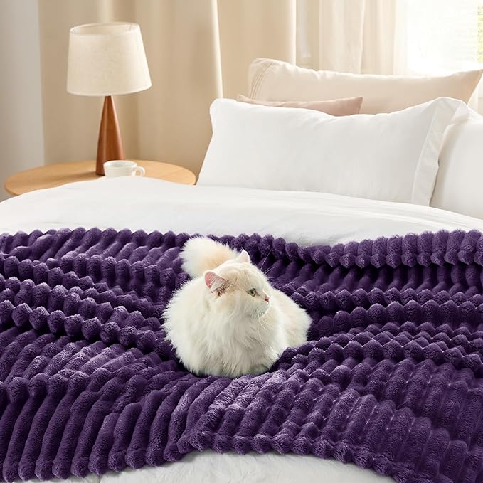 Bedsure GentleSoft Purple California King Size Blanket for Couch - Cozy Soft Blankets for Women, Cute Small Fleece Throws for Girls, Birthday Gifts for Women, 102x96 Inches