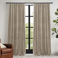 RYB HOME Camel Beige Velvet Curtains 102 inches with Hook Belt, Soft Fabric Room Darkening Thermal Insulated Luxurious Home Decor Curtains for Living Room Bedroom, W 52" x L 102", 2 Panels Set
