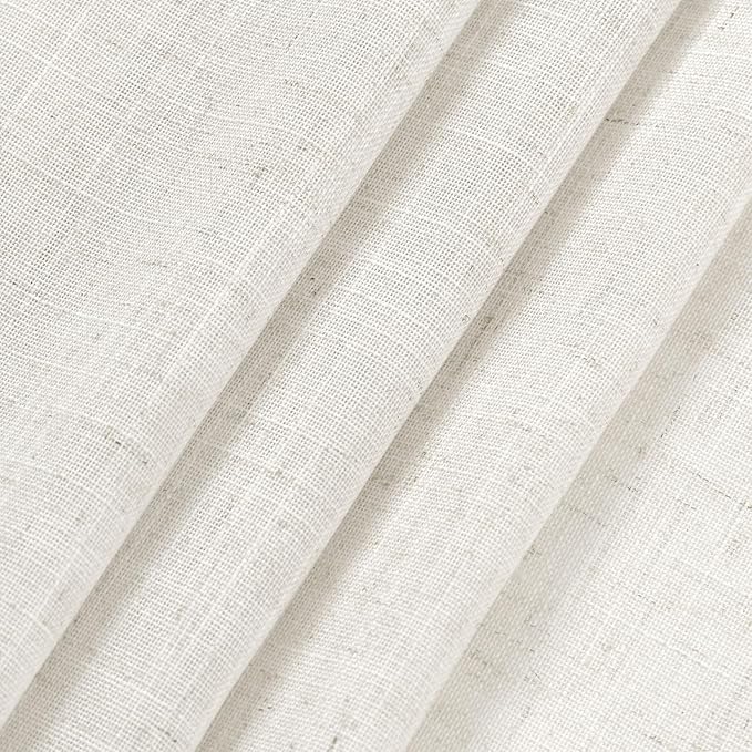 Extra Long Beige White Linen Curtains 132 Inch for Living Room 2 Panels Set Rod Pocket Back Tab Light Filtering Semi Sheer Curtain Privacy Floor to Ceiling High Ceiling Drapes for Farmhouse 52x132