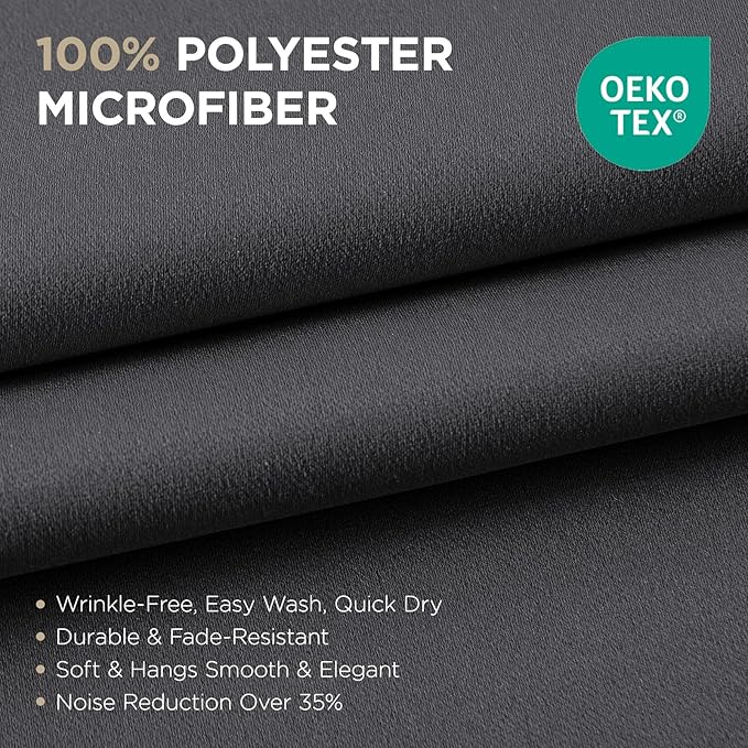 Joydeco Blackout Curtains 63 Inch Length 2 Panels Set, Thermal Insulated Long Curtains& Drapes 2 Burg, Room Darkening Grommet Drapes for Living Room Bedroom Window (W52 x L63 Inch, Dark Grey)