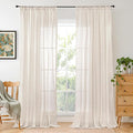 BGment Linen Curtains 96 Inches Long for Living Room, Oatmeal Window Drapes Rustic Country Textured for Farmhouse Beroom Dining Room Decor Rod Pocket Lightweight, 2 Panels Set, Each 52 Inch Wide