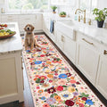 Pink/Beige Floral Hallway Runner Carpet Non-Slip, 2x10 Washable Rug Ultra-Thin Soft for Hallways, Kitchen Mat Stain Resistant for Entryway Bathroom (2 x 10, Beige/Pink Garden)