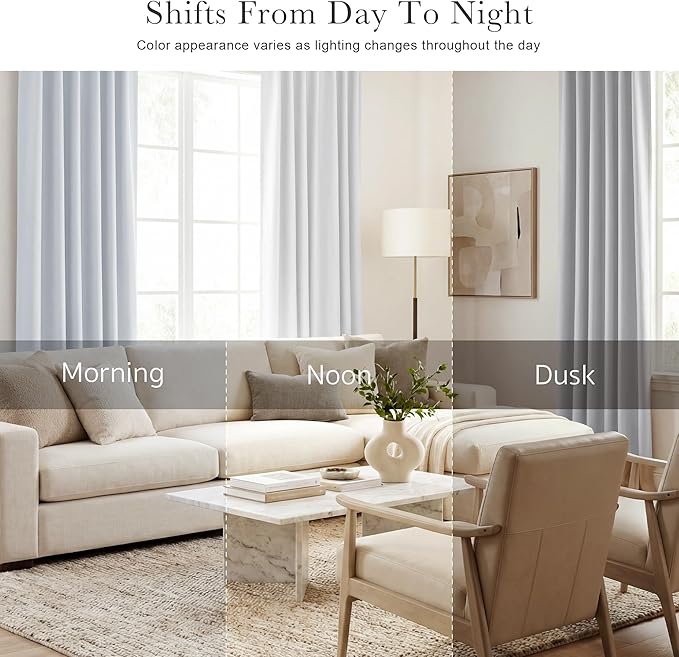PONY DANCE White Curtains for Small Window Energy Efficiency Room Darkening Curtains for Kids Nursery/Dining Room/Bathroom, W 34 x L 30 inch per Panel, Grayish White, 2 Panels