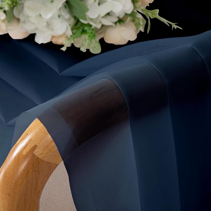 Chyhomenyc Sheer Navy Blue Curtains 90 inches Long 2 Panels, Light Filtering Soft Airy Solid Elegant Voile Window Treatment Drapes for Bedroom Living Room Wedding Party Decor, 42 Wx90 L Inches