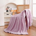 Puncuntex Light Purple Throw Blanket 50"×60" inches Fuzzy 3D Jacquard Decorative Flannel Fleece Super Soft Plush Cozy Blanket for Couch Sofa Chair Lightweight