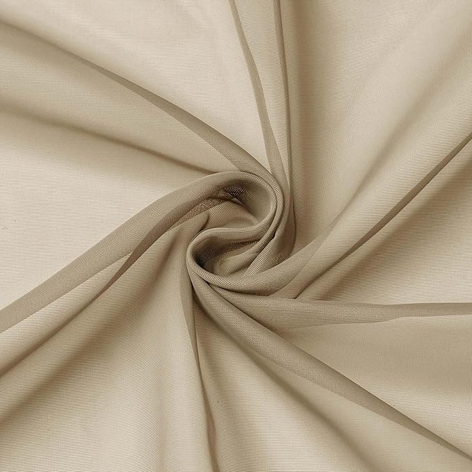 Cafe Curtains 36 Inch Length Tier 2 Pieces, Modern Soft Airy Sheer Kitchen Short Curtains for Small Window, Rod Pocket Small Curtain for Bathroom Basement, Taupe, Each, 42" Wx36 L Inches