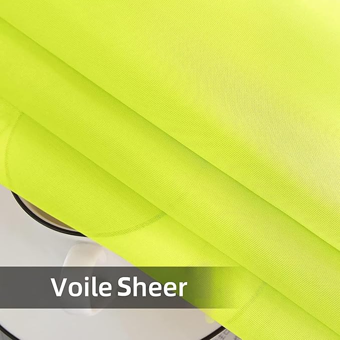 youleyar Solid Sheer Rod Pocket Curtain Voile Draperies 2 Panels White Beige Black Grey Ivory 52 Inch Width 108 Inch Long 1 Pair for Kitchen Bedroom Children Living Room Yard (Chartreuse,52Wｘ108L)