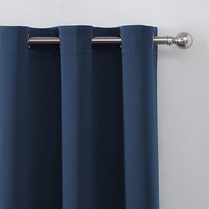 LEMOMO Navy Blue Blackout Curtains/52 x 72 Inch/Set of 2 Panels Room Darkening Curtains for Bedroom