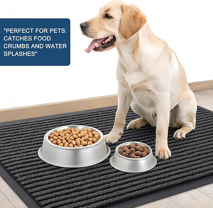 OLANLY Front Door Mat Indoor Outdoor Entrance, Waterproof Heavy Duty Doormat, Fade Resistant, Low Profile, Easy Clean Patio Porch Welcome Floor Mats for Entry, 47x32, Charcoal Grey