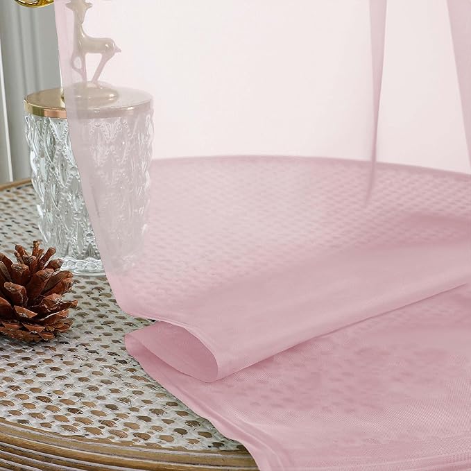 Blush Sheer Curtains 84 Inches Long 2 Panels Set for Bedroom Living Room, Soft Airy Light Filtering Modern Solid Rod Pocket Drapes Window Treatments, Blush, Each 59" W x 84" L