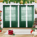 Youleyar Solid Sheer Rod Pocket Curtain Voile Draperies 4 Panels White Beige Black Grey Ivory 52 Inch Width 108 Inch Long 1 Pair for Kitchen Bedroom Children Living Room Yard(Foliage Green,52 Wｘ108 L)