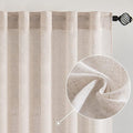 MIULEE Natural White Linen Curtains 104 Inch Length 2 Panels for Bedroom Living Room, Soft Thick Linen Textured Window Drapes Semi Sheer Light Filtering Back Tab Rod Pocket Burlap Look Decor