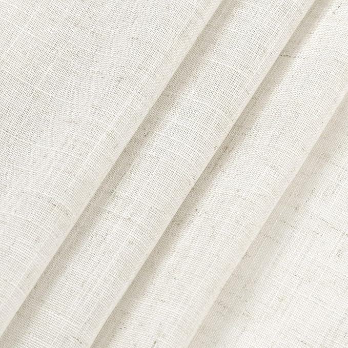Nanspring Natural Linen Curtains 80 Inch Length 2 Panel Set Thermal Insulated Back Tab Drapes for Bedroom Living Room Classroom Semi Sheer Privacy Light Filtering Windows 40x80 Inch