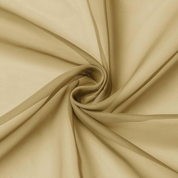 Gold Sheer Curtains 90 Inches Long 2 Panels Set for Bedroom Living Room, Soft Airy Light Filtering Modern Solid Rod Pocket Drapes Window Treatments, Gold, Each 59" W x 90" L