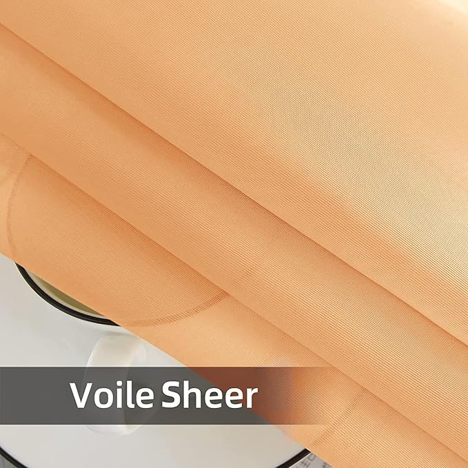 youleyar Solid Sheer Rod Pocket Curtain Voile Draperies 2 Panels White Beige Black Grey Coffee 52 Inch Width 72 Inch Long 1 Pair for Kitchen Bedroom Children Living Room Yard(Beige,52Wｘ72L)