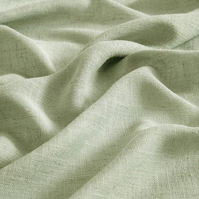 MIULEE Sage Green Linen Curtains 84 Inch Length for Bedroom Living Room, Soft Thick Linen Textured Window Drapes Semi Sheer Light Filtering Back Tab Rod Pocket Burlap Look Spring Decor, 2 Panels
