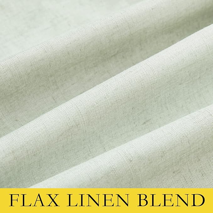 NICETOWN Sage Green Linen Blackout Cold Reducing Curtains for Night Shift, Great Job, Set of 2, 42" by 63", Short Kitchen Burlap Linen 100% Blackout Drapes with Bronze Grommets for Blocking Light