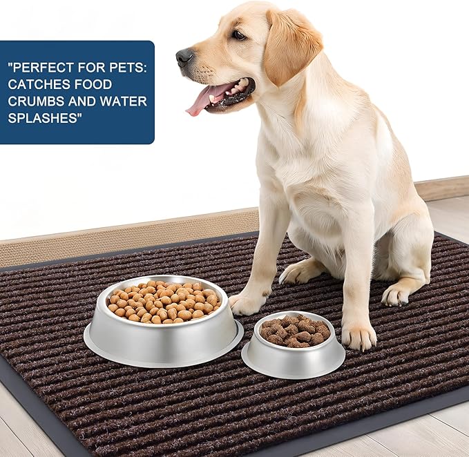 OLANLY Front Door Mat Indoor Outdoor Entrance, 2-Pack 33 x 21 Inch, Waterproof Heavy Duty Doormat, Fade Resistant, Low Profile, Easy Clean Patio Porch Welcome Floor Mats for Entry, Tan