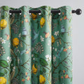 Topfinel 48 Inches Long Short Sage Green Blackout Curtains for Cafe Kitchen, Grommet Room Darkening Luxury Floral Lemon Hummingbird Patterned Waverly Colorful Drapes for Living Room Bedroom
