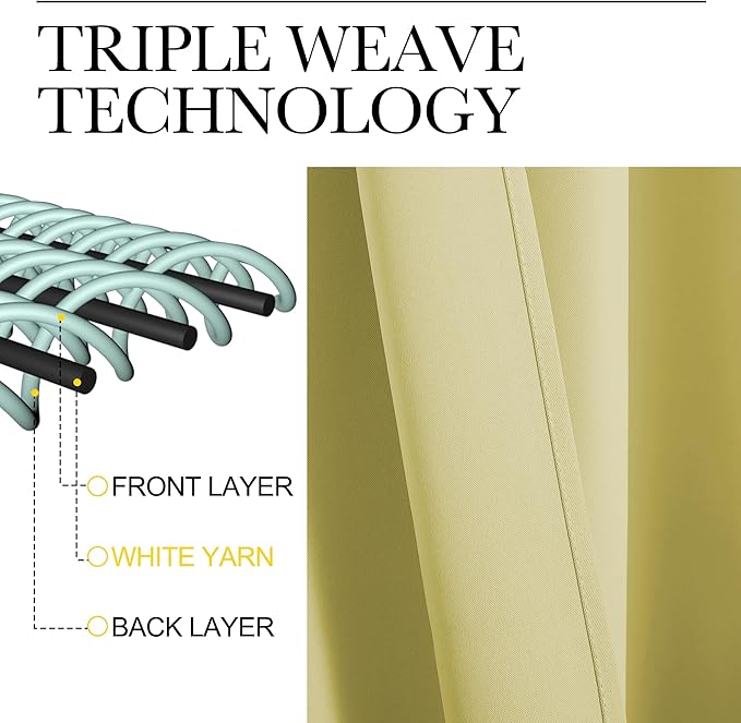 NICETOWN Blackout Curtains for Bedroom, Blackout Curtain Panels, Paler Yellow, 1 Pair, 62 by 63-inch, Window Treatment Energy Saving Thermal Insulated Solid Rod Pocket Blackout Drapes/Draperies