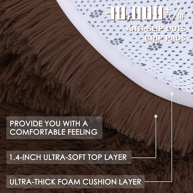 OLANLY 7x10 Machine Washable Large Area Rugs for Living Room, Bedroom, Soft Fluffy Shaggy Bedside Rug, Indoor Floor Carpet for Kids Girls and Boys, Dorms, Nursery, Home Decor Aesthetic, Coffee