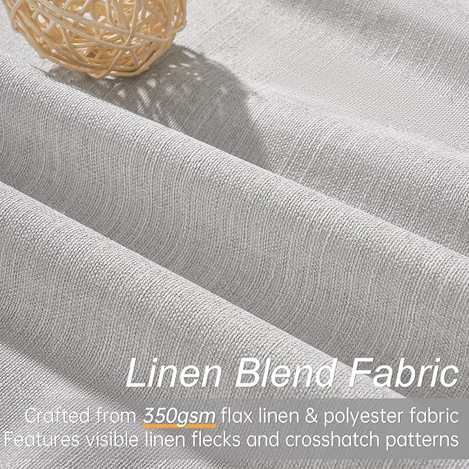 Topfinel Linen Blackout Curtains 63 Inches Long 2 Panels for Small Window Modern Farmhouse Linen Blend Texture Insulated Hook Belt Back Tab Pocket Pleated Drapes (W52 x L63) Light Grey