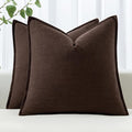 MIULEE Decorative Linen Euro Sham Pillow Covers 24x24 Dark Brown Boho Farmhouse Neutral Winter Couch Throw Pillows for Bed Pack of 2 Accent Modern Pillowcase Sofa Livingroom Home Decor